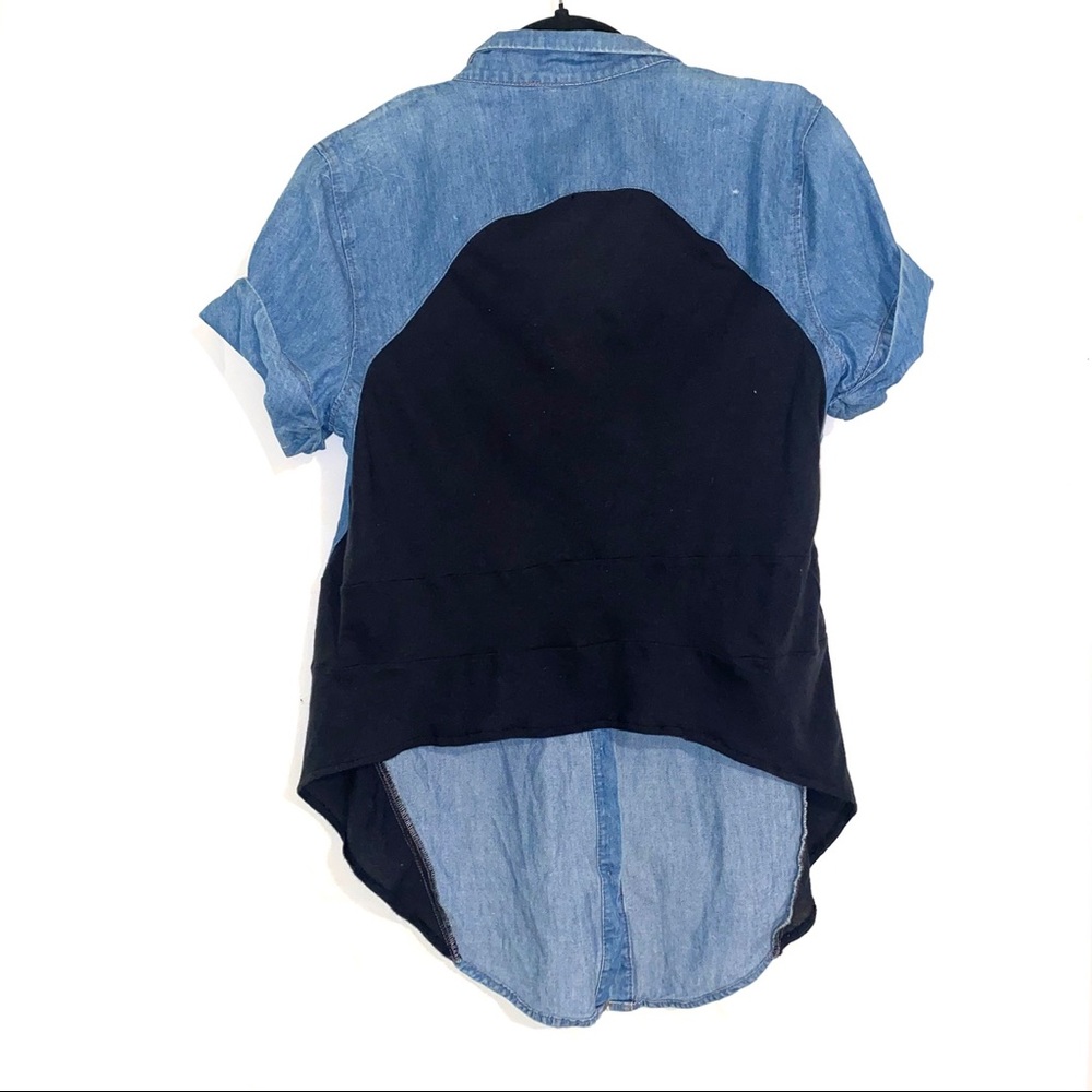 Helmut Lang Chambray Low High Button Down Shirt L - image 2